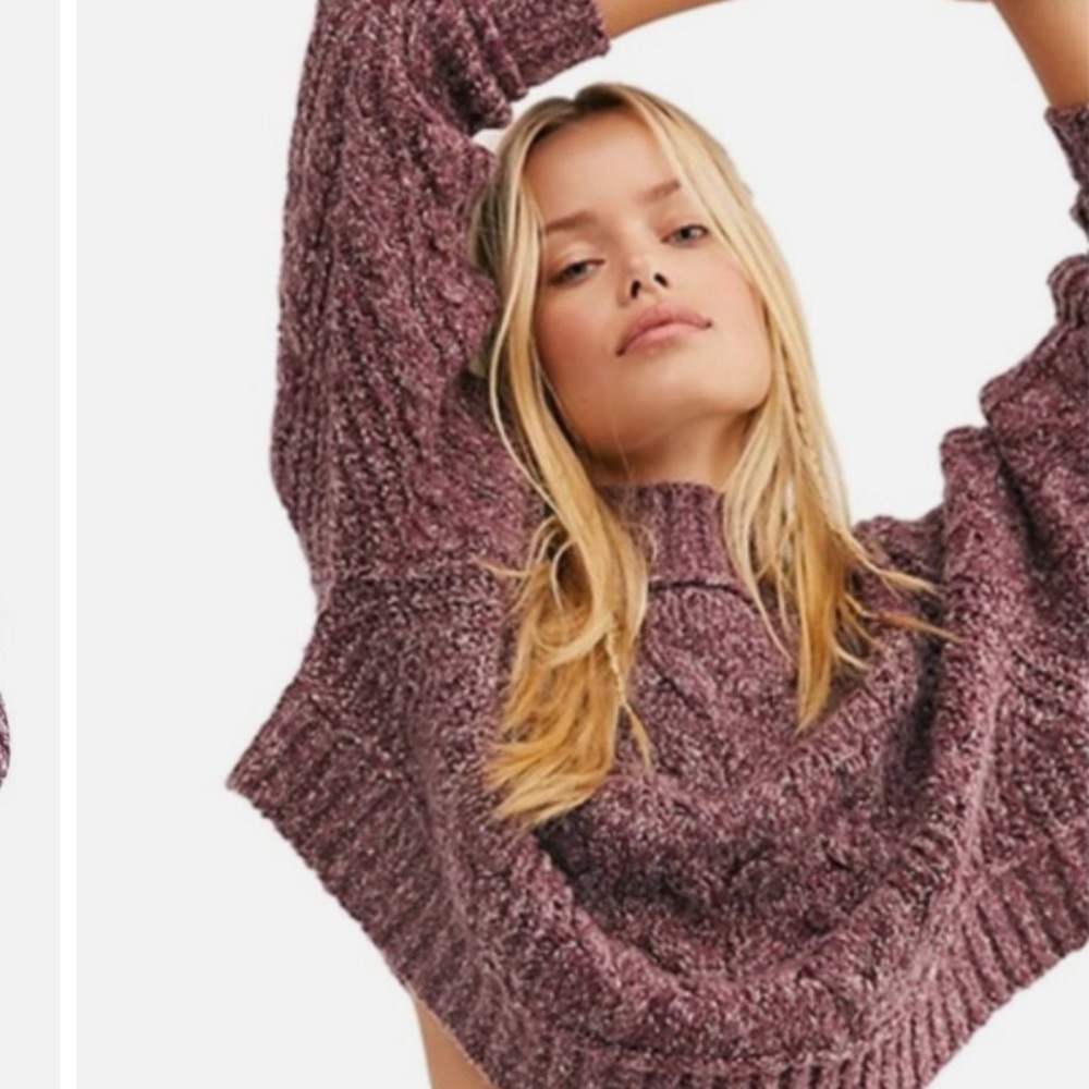 Free People Merry Go Round Sweater Purple